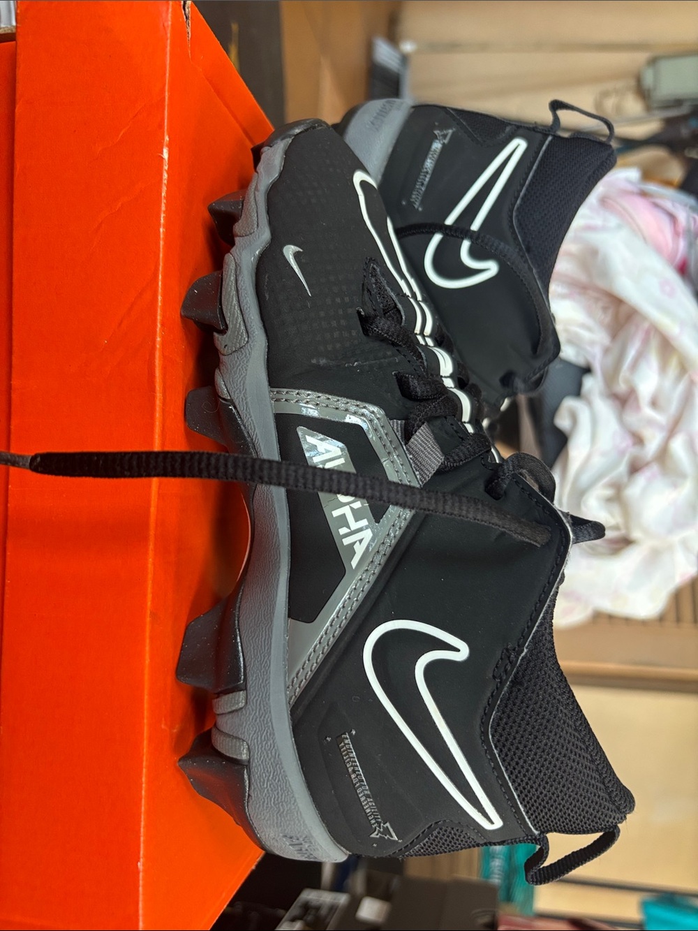 Nike Black & Gray Alpha Men’s Athletic Cleats